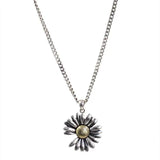 Sterling Silver Chrysanthemum Flower Necklace Retro Hip Hop Jewelry