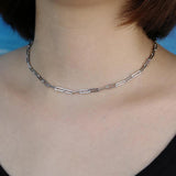 925 Sterling Silver Square Link Chain Necklace for Women
