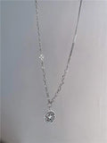 Round Tag Pendant Necklace Five-Star Retro Sweater Chain Short Necklace