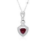 Red Garnet Pendant Necklace Women Sterling Silver Zircon Clavicle Chain