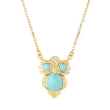 ZFSILVER S925 Sterling Silver Turquoise Owl Necklace