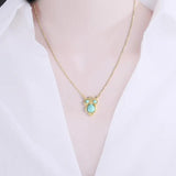 ZFSILVER S925 Sterling Silver Turquoise Owl Necklace