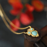 ZFSILVER S925 Sterling Silver Turquoise Owl Necklace