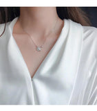 S925 Sterling Silver Planet Necklace with Star Clavicle Chain