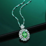 S925 Silver Necklace Turquoise Pendant Diamond Collarbone Chain