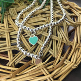 925 Silver Bead Heart Necklace Retro Jewelry Birthday
