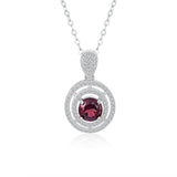 Natural Red Garnet Pendant Necklace Sterling Silver 925 Women Birthday Gift