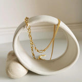 925 Silver Retro Stitching Chain Necklace Female Jewelry