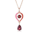 Red Garnet Water Drop Lantern Pendant 925 Sterling Silver Necklace
