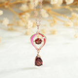 Red Garnet Water Drop Lantern Pendant 925 Sterling Silver Necklace