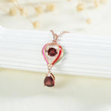 Red Garnet Water Drop Lantern Pendant 925 Sterling Silver Necklace