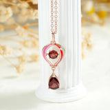 Red Garnet Water Drop Lantern Pendant 925 Sterling Silver Necklace
