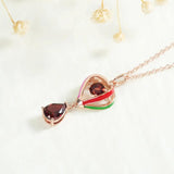 Red Garnet Water Drop Lantern Pendant 925 Sterling Silver Necklace