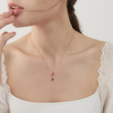 Red Garnet Water Drop Lantern Pendant 925 Sterling Silver Necklace