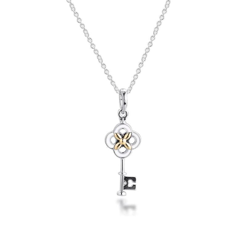 Passions Key Flower Necklace & Pendant 925 Sterling Silver Jewelry