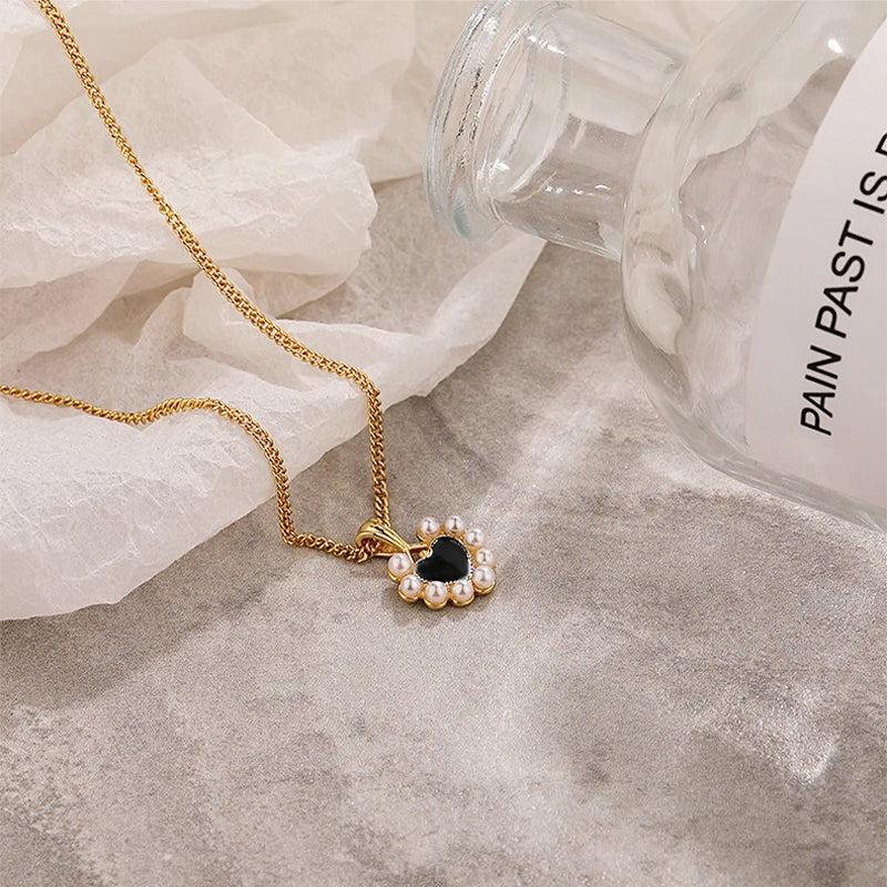 925 Silver Love Pendant Light Shell Beads Necklace Heart Women