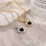 925 Silver Love Pendant Light Shell Beads Necklace Heart Women