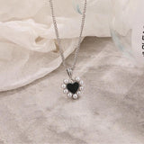 925 Silver Love Pendant Light Shell Beads Necklace Heart Women