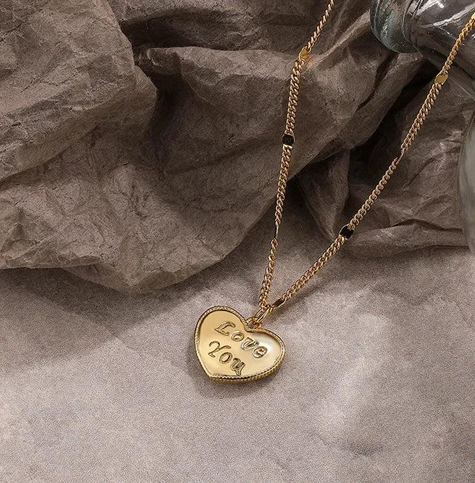 S925 Sterling Silver LOVE YOU Necklace Pendant Jewelry