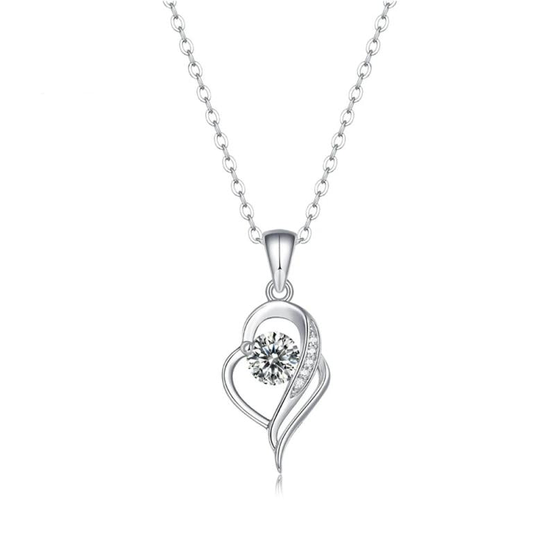 Heart Pendant Necklace 925 Sterling Silver Moissanite Diamond Jewelry