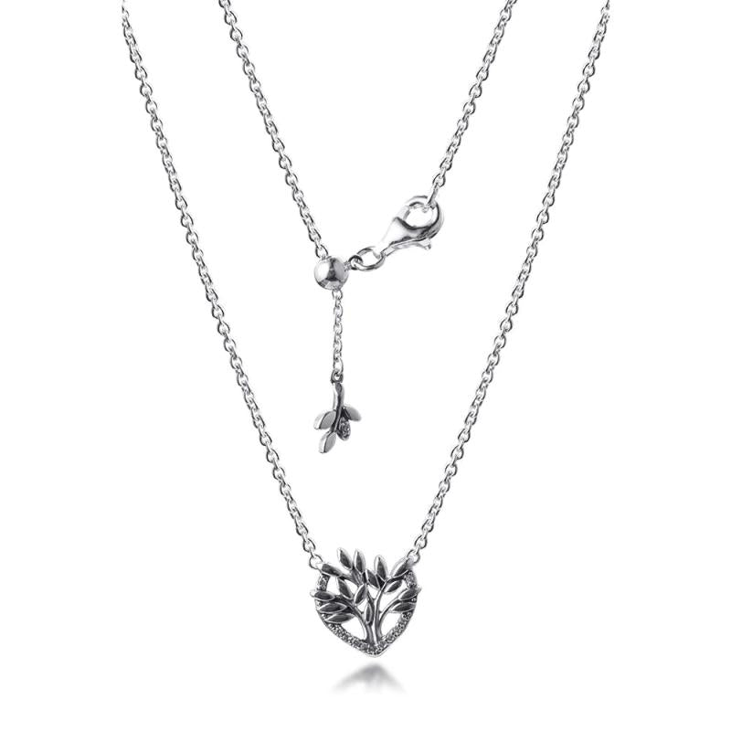 Heart Family Tree Collier Necklace 925 Sterling Silver Jewelry