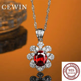 Rose Crystal Pendant Necklace Romantic Clavicle Chain S925 Silver Jewelry