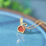 925 Silver Red Agate Rabbit Necklace for Women Wedding