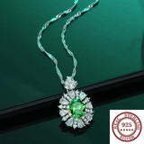 S925 Sterling Silver Turquoise Pendant Diamond Collarbone Chain
