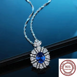 S925 Silver Necklace Ruby Pendant Diamond Collarbone Chain
