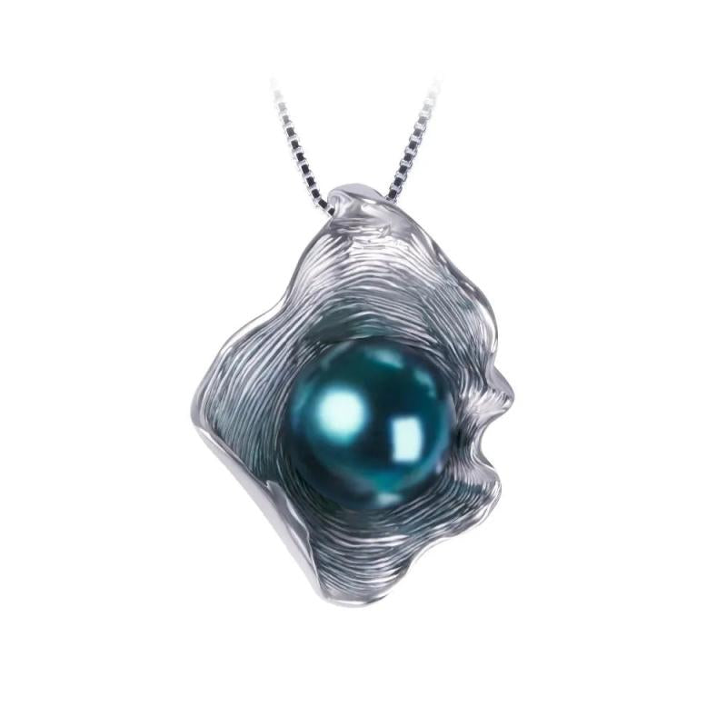 Shell Pearl Necklace Pendant 9.5-10mm 925 Sterling Silver Fashion Jewelry