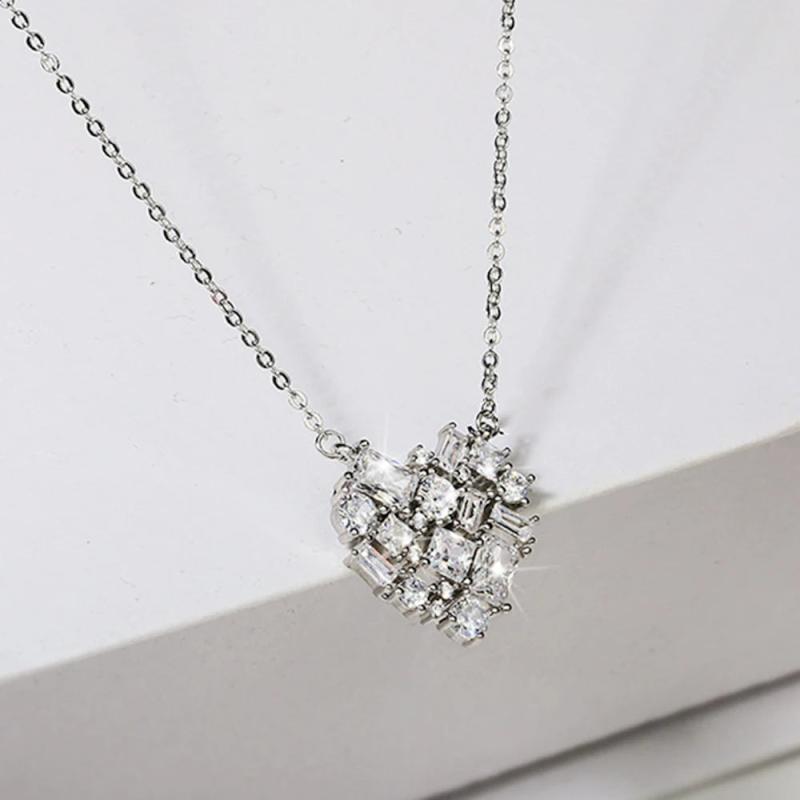 Heart Necklace Female Collar Chain Jewelry Zircon Girl Gift