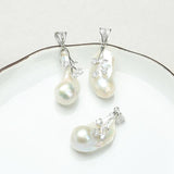 925 Silver Baroque Flower Pearl Pendant Necklace 20-36mm Pearl Jewelry