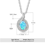 Sterling Silver Zircon Natural Opal Pendant Necklace for Women