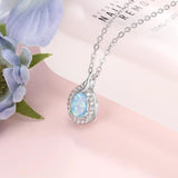 Sterling Silver Zircon Natural Opal Pendant Necklace for Women
