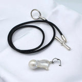 Baroque Pearl Pendant Leather Necklace for Women