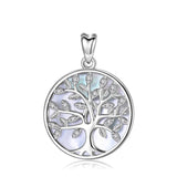 Eudora Silver Tree of Life Necklace Set with Zircon Mother of Pearl Pendant