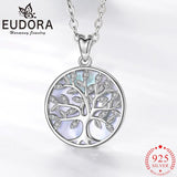 Eudora Silver Tree of Life Necklace Set with Zircon Mother of Pearl Pendant