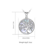 Eudora Silver Tree of Life Necklace Set with Zircon Mother of Pearl Pendant