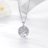 Eudora Silver Tree of Life Necklace Set with Zircon Mother of Pearl Pendant
