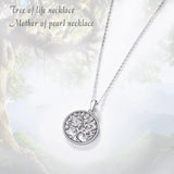 Eudora Silver Tree of Life Necklace Set with Zircon Mother of Pearl Pendant