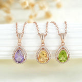 Water Drop Amethyst Peridot Citrine Pendant Necklace