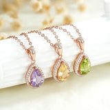 Water Drop Amethyst Peridot Citrine Pendant Necklace