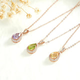 Water Drop Amethyst Peridot Citrine Pendant Necklace