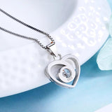 S925 Silver Heart-Shaped Zircon Pendant Necklace Romantic Jewelry