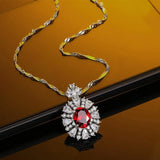 S925 Silver Sapphire Pendant Diamond Collarbone Chain