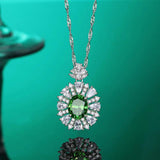 S925 Silver Sapphire Pendant Diamond Collarbone Chain