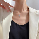 925 Silver Key Pendant Necklace 5mm Moissanite Diamond Clavicle Chain