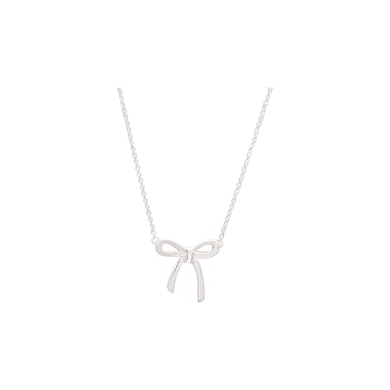 925 Silver Sweet Bow Choker Necklace for Ladies