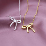 925 Silver Sweet Bow Choker Necklace for Ladies
