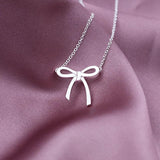 925 Silver Sweet Bow Choker Necklace for Ladies